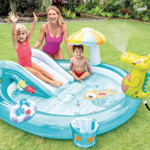 SZSY Inflatable Swimming Pool 59 X 55 X 41In Flamingo for Kids Adult Infant for Ages 3+ -Pink Attached Air Pump 