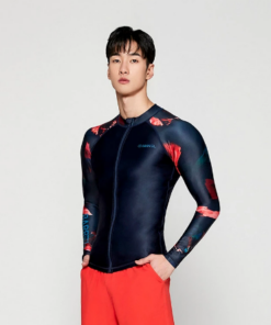 Barrel Mens Kua Pattern Zip-Up Rashguard-DEEP NAVY