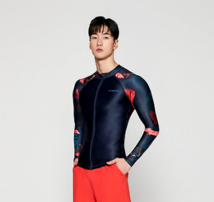 Barrel Mens Kua Pattern Zip-Up Rashguard-DEEP NAVY