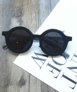 Black Retro Kids Round Plastic Frame with black lens