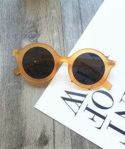 Orange Retro Kids Round Plastic Frame with black lens