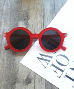 Red Retro Kids Round Plastic Frame with black lens