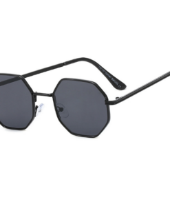 Retro Kids Black Octagon Sunglasses with metal frame