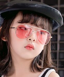 Vintage Kids Black and Brown Cat Eye Sunglasses with metal frame