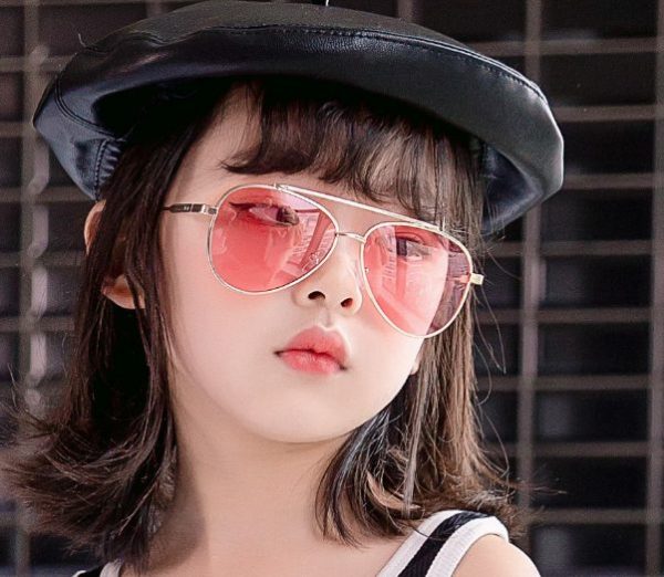 Vintage Kids Black and Brown Cat Eye Sunglasses with metal frame